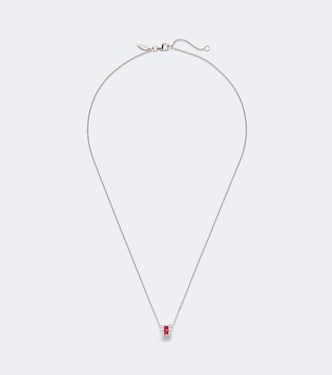 Baguette Love 18kt white gold necklace with rubies and diamonds | Bucherer Fine Jewellery