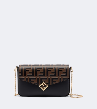 FF Diamonds leather wallet on chain | Fendi