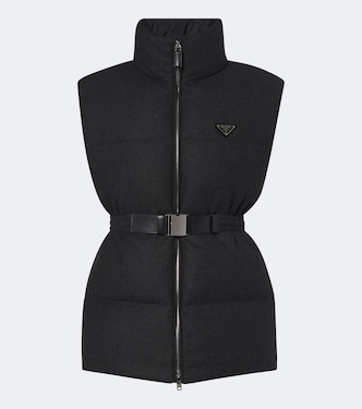 Belted wool and cashmere down vest | Prada