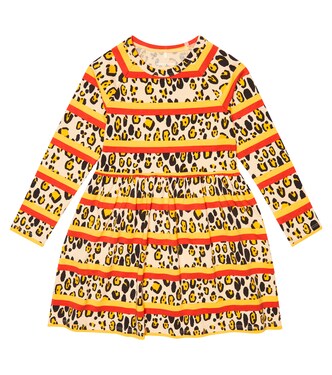 Leopard-print striped jersey dress | Mini Rodini