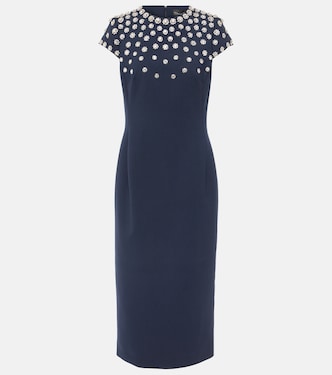 Robe midi en laine mélangée à ornements | Oscar de la Renta