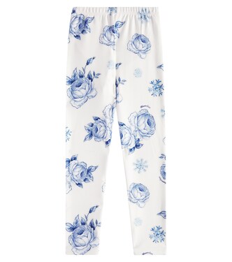 Roses Snowflakes printed leggings | Monnalisa