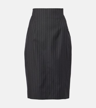 Pinstripe wool-blend midi skirt | Mugler