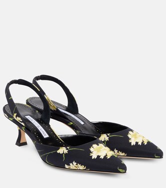 Carolyne 50 floral slingback pumps | Manolo Blahnik