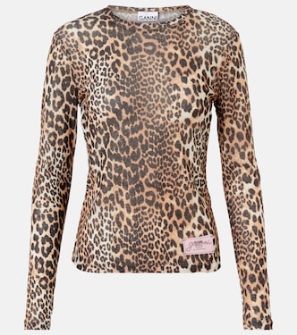 Leopard-print mesh top | Ganni