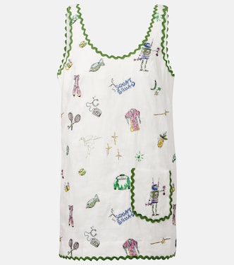 فستان قصير من الكتّان مع تطريز | Alémais