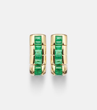 Scales 18kt gold earrings with emeralds | Shay Jewelry