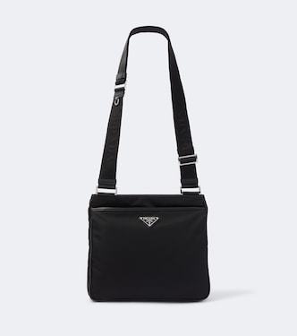 Re-Nylon leather-trimmed shoulder bag | Prada