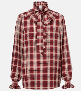 Checked silk blouse | Saint Laurent