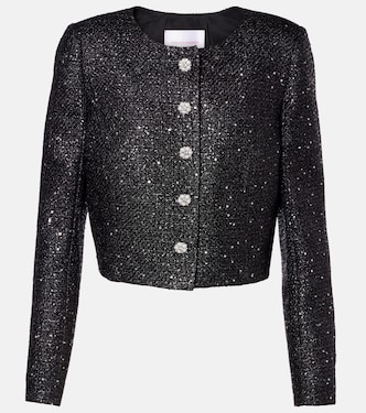 Chaqueta cropped de tweed de lamé con lentejuelas | Carolina Herrera