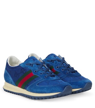 Sneakers Web Stripe GG aus Canvas und Veloursleder | Gucci Kids