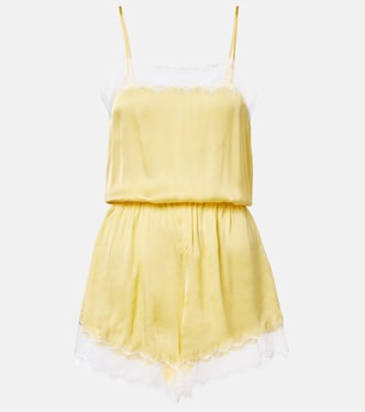 Combishort Silvia en satin à finitions en dentelle | Poupette St Barth