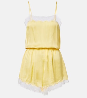 Silvia lace-trimmed satin romper | Poupette St Barth