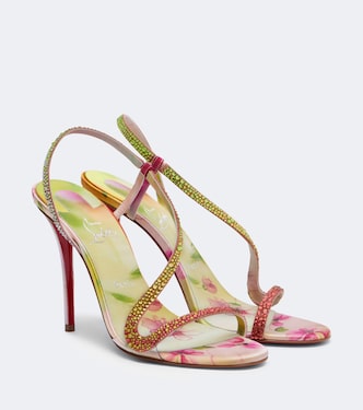 Rosalie embellished satin slingback sandals | Christian Louboutin