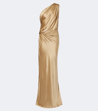 One-shoulder draped silk satin gown | The Sei