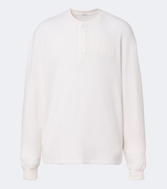 Waffle-knit cotton-blend Henley shirt | A.Presse