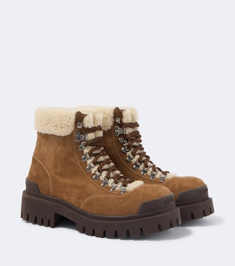 Shearling-lined suede lace-up boots | Balenciaga