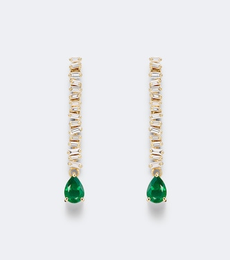 18kt gold drop earrings with emeralds and diamonds | Suzanne Kalan