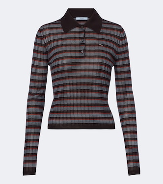 Striped cashmere and silk polo sweater | Prada