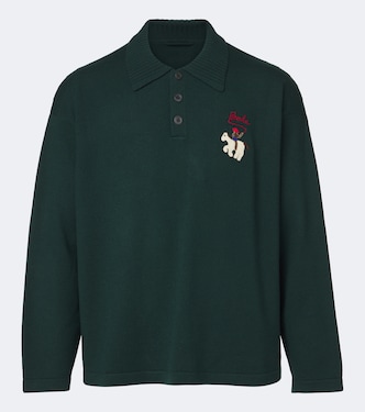 Patch-appliqué wool polo sweater | Bode
