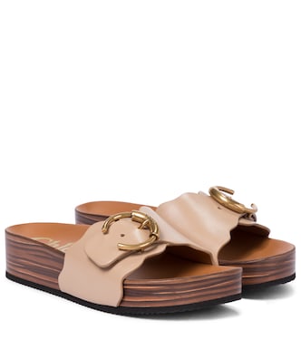 Logo leather slides | Chloé