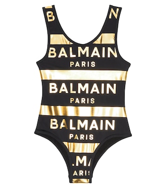 Logo striped swimsuit | Balmain Kids