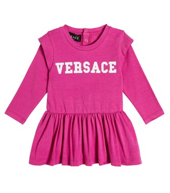 Baby logo ruffled cotton-blend dress | Versace Kids