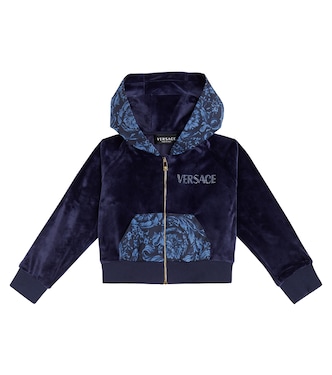 Barocco embellished velvet hoodie | Versace Kids