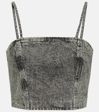 Verziertes Cropped-Top aus Denim | Rotate
