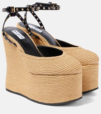LA leather-trimmed paper straw wedges | Alaïa