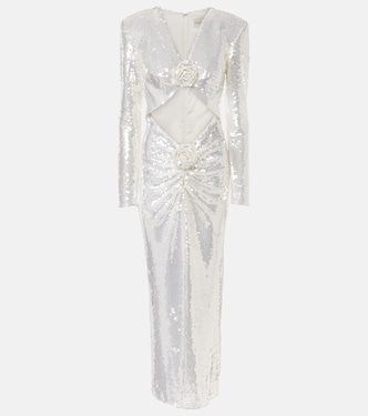 Sequined cutout floral-appliqué gown | The New Arrivals Ilkyaz Ozel