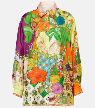 Tiger printed silk twill shirt  | Alémais