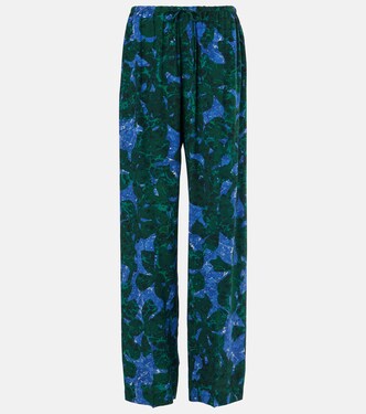 Pantalon en crêpe de soie à fleurs | Dries Van Noten