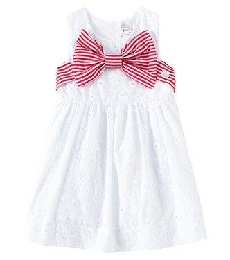 Baby embroidered bow-detail cotton dress | Monnalisa