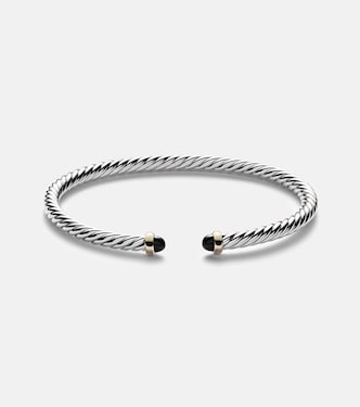 Cable Flex sterling silver and 14kt gold cuff bracelet with onyxes | David Yurman