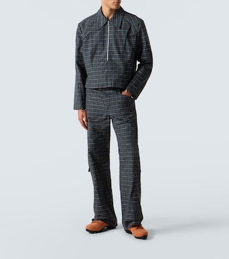 Kraner checked cotton-blend jacket in green - Kiko Kostadinov
