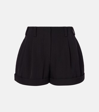 Pleated wool grain de poudre shorts | Givenchy