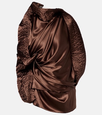 Asymmetric draped silk-blend satin top | Dries Van Noten
