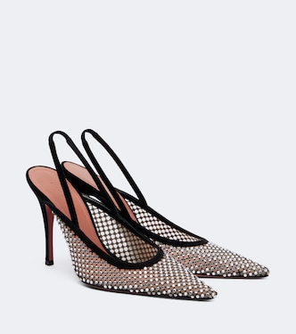 Pumps slingback Felicia in rete | Amina Muaddi