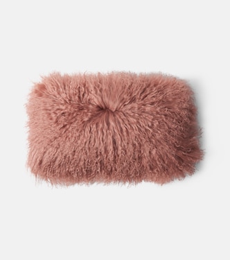 Reversible linen and shearling cushion | Maison de Vacances