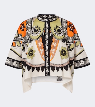 Foulard printed cropped cotton shirt | La DoubleJ