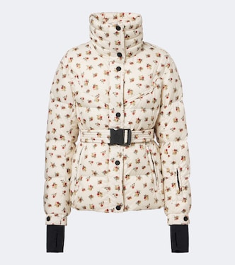 Floral belted down ski jacket  | Moncler Grenoble