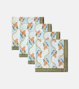 Melograno Large set of 4 floral linen napkins | La DoubleJ