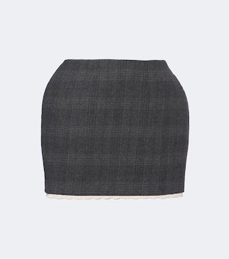 Checked crochet-trimmed virgin wool miniskirt | Magda Butrym