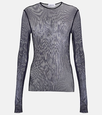 Crystal-embellished printed mesh top | Jean Paul Gaultier