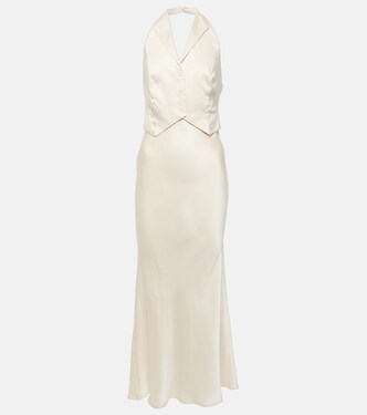 Bridal Estella open-back silk midi dress | Rixo