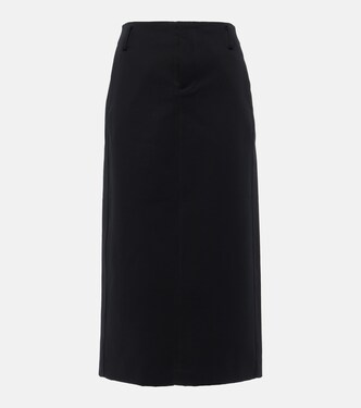 Low-rise cotton-blend midi skirt | Vince