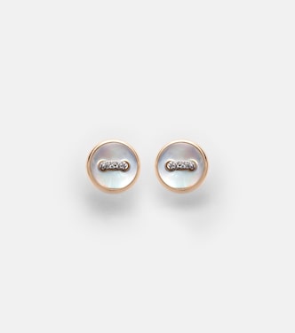 Pom Pom Dot 18kt rose gold earrings with mother of pearl and diamonds | Pomellato