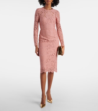 Lace midi dress in pink - Dolce Gabbana | Mytheresa
