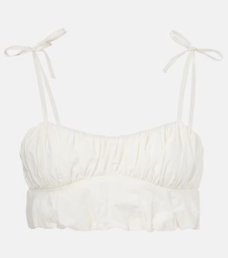 Gathered cotton poplin crop top | Faithfull